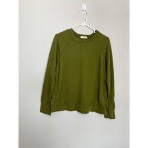 Stark X Sweatshirt Womens Medium Green Fringe‎ Side Panel Crewneck USA Pullover